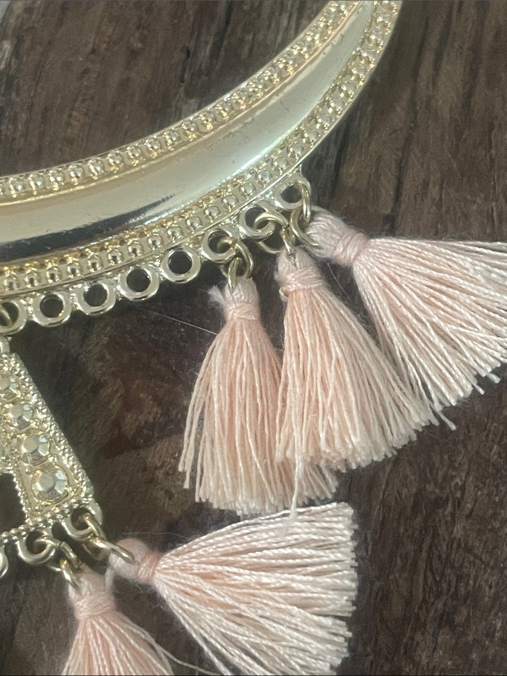 Gold-Tone Statement Necklace with Blush Pink Tassels - Picture 3 of 9